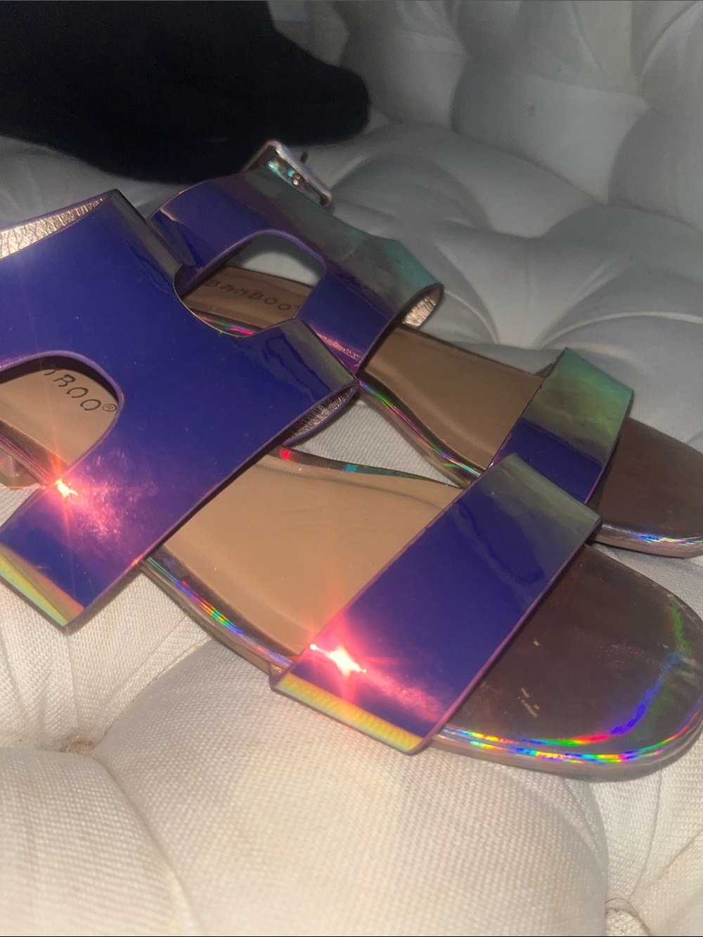 Iridescent Purple Slide Sandals - Women